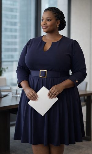 Executive Elegance Belted Dress