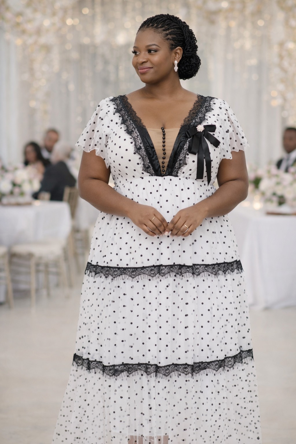 Monochrome Charm Polka Dot Dress