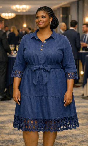 Luxe Denim Elegance Dress