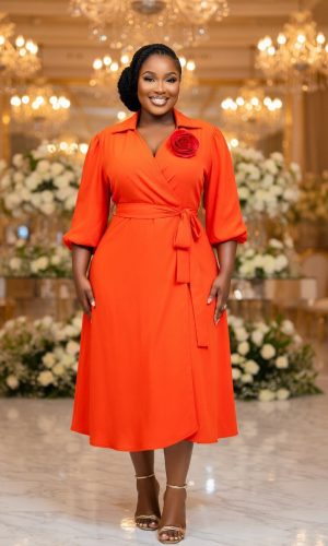 Vibrant Sunset Flare Midi Dress
