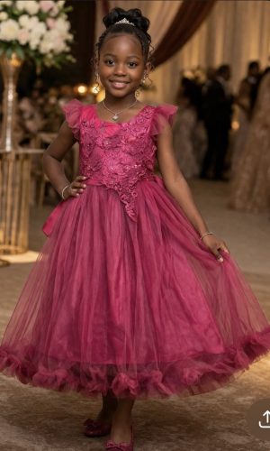 Royal Blossom Princess Ball Gown – Wine Elegance 6-8 YEARS