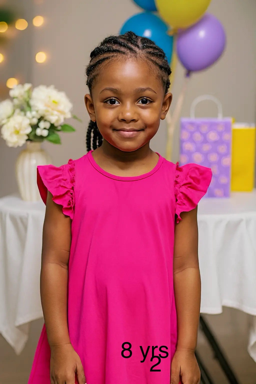 Rosy Flutter Party Dress Age: 8 years