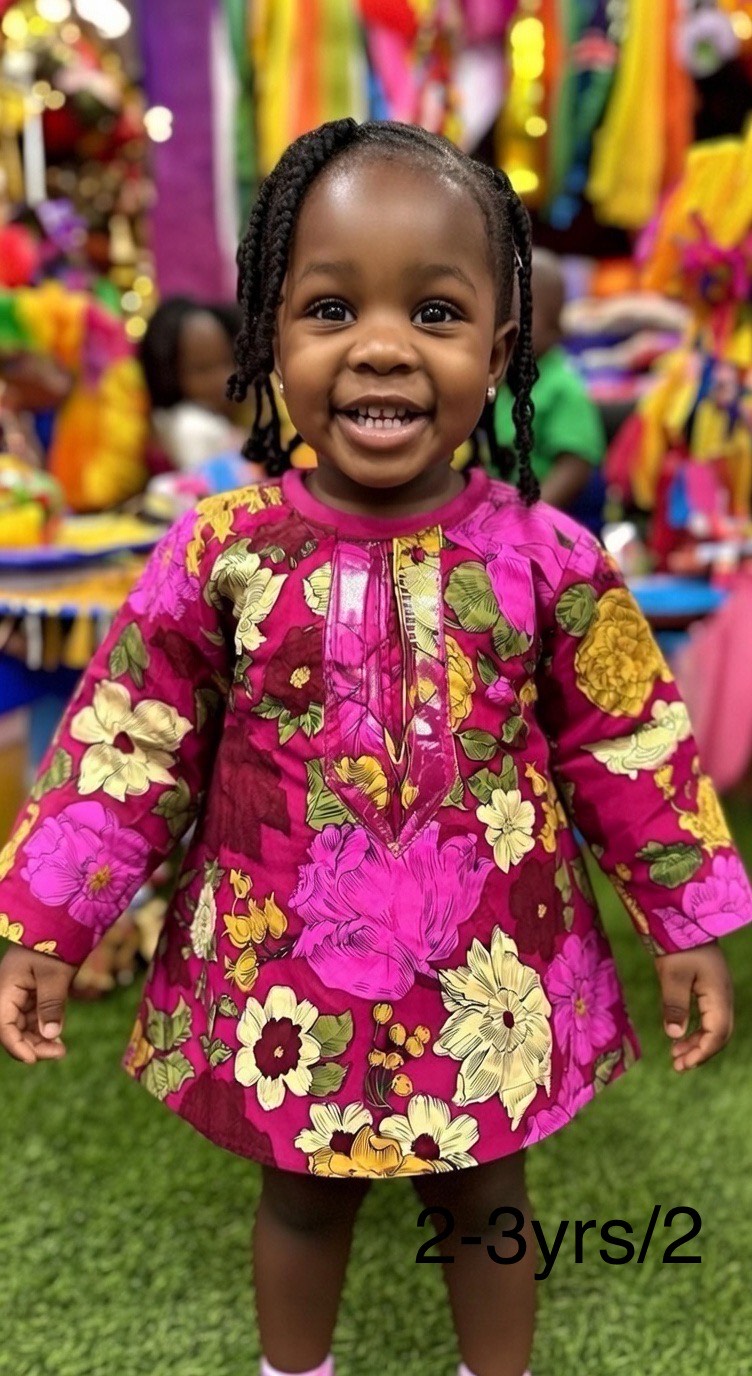 Magenta Floral Long-Sleeve Dress – Toddler Girls Age: 2-3 Years