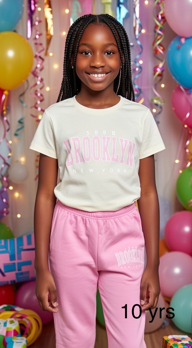 Brooklyn New York Graphic Outfit – Girls Casual Set Age: 10-12 years