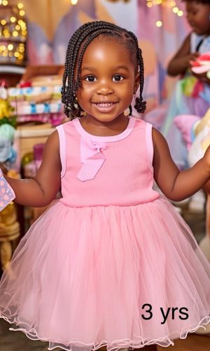 Pink Bow Princess Party Dress    Age: 3 Years