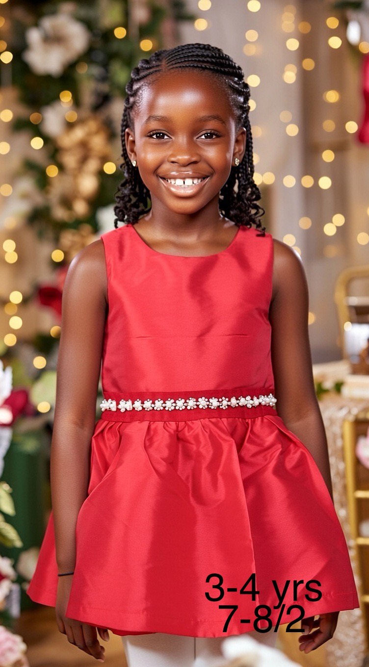 Crimson Bloom Holiday Party Dress Age: 3–4, 7-8 Years