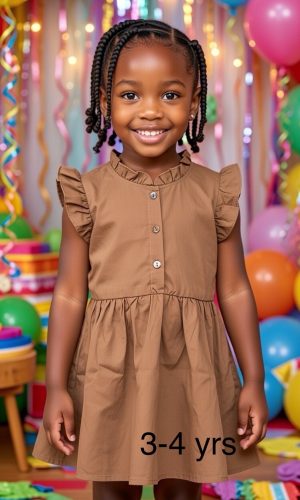 Chocolate Charm Ruffle Dress     Age: 3–4 Years